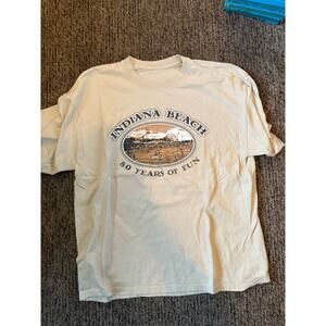 Vintage Indiana Beach 80 Years of Fun T-Shirt XL Monticello Park Beige Tee